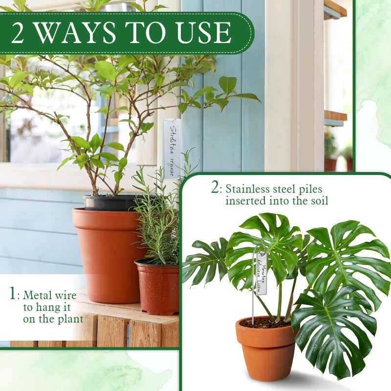 Yaocom 50 Pcs Aluminum Plant Tags Metal Plant Labels with 50 Metal Wires 30 Rod 1 Lettering Pens Tree Markers Double Sided Waterproof Tree Tags for Outdoor Indoor Gardening Labeling - Image 4