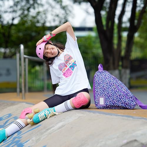 BAUXZOR Skate Bags for Roller Skates, Ice Skates, Quad Skates, Inline Skates, Figure Skates, Skate Accessories for Kids and Adults (Heart Lilac 11) - Image 2