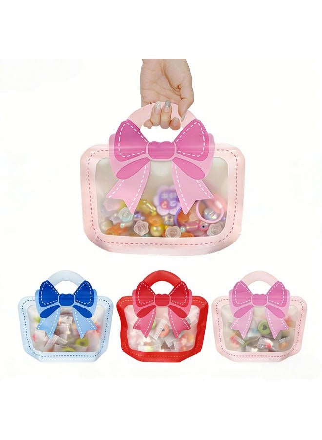 MITOB 30 Pack 3 Colors Strong Plastic Goodies Bags Clear Resealable Stand Up Bottom Goody Bag with Handle Cute Treat Closure Candy Snack Bulk Food Storage Baggies for Party Favor (Usable 9.84x5.9 inch) - Image 1