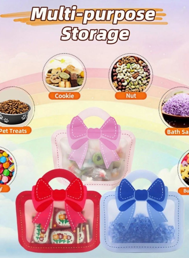 MITOB 30 Pack 3 Colors Strong Plastic Goodies Bags Clear Resealable Stand Up Bottom Goody Bag with Handle Cute Treat Closure Candy Snack Bulk Food Storage Baggies for Party Favor (Usable 9.84x5.9 inch) - Image 5