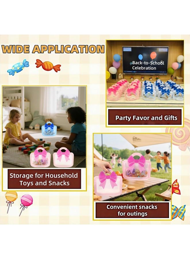 MITOB 30 Pack 3 Colors Strong Plastic Goodies Bags Clear Resealable Stand Up Bottom Goody Bag with Handle Cute Treat Closure Candy Snack Bulk Food Storage Baggies for Party Favor (Usable 9.84x5.9 inch) - Image 4