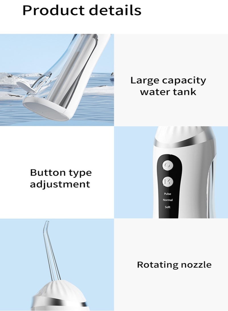 أنريكا جهاز تنظيف الأسنان بالماء مع 3 شرائح تبييض لتنظيف الأسنان، جهاز ري الفم مع 4 أوضاع قابلة للتطوير، 4 فوهات نفاثة، مقاومة للماء IPX7، 300 مل (وردي) - Image 4