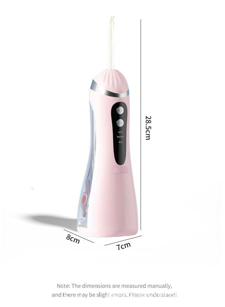 أنريكا جهاز تنظيف الأسنان بالماء مع 3 شرائح تبييض لتنظيف الأسنان، جهاز ري الفم مع 4 أوضاع قابلة للتطوير، 4 فوهات نفاثة، مقاومة للماء IPX7، 300 مل (وردي) - Image 2