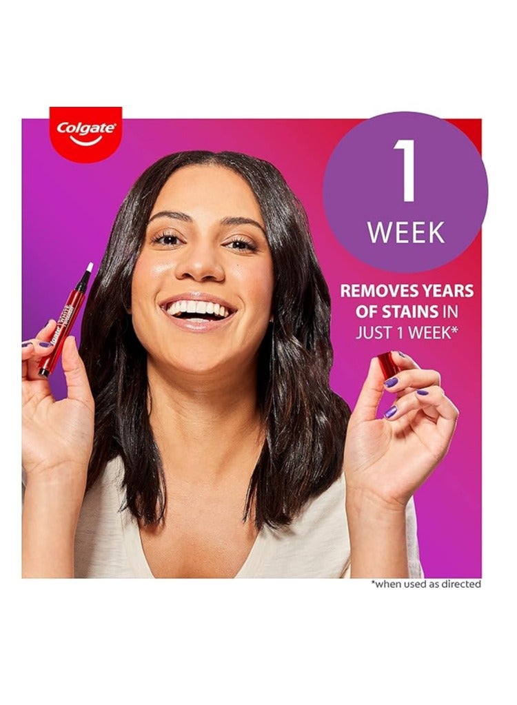 كولجيت قلم تبييض الاسنان اوبتيك وايت ليلي امن على المينا ونباتي ويزيل بقع الاسنان لتبييض الاسنان الحساسة بسعة 35 علاج ليلي لكل قلم 0.08 اونصة من قطعتين من كولجيت - Image 2