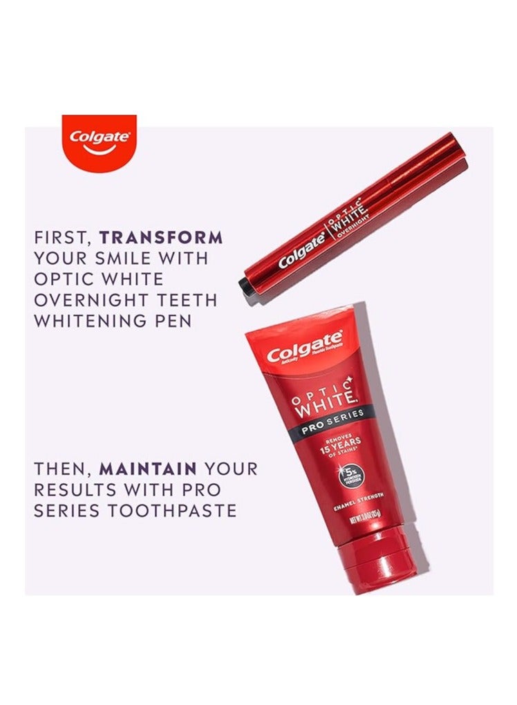 كولجيت قلم تبييض الاسنان اوبتيك وايت ليلي امن على المينا ونباتي ويزيل بقع الاسنان لتبييض الاسنان الحساسة بسعة 35 علاج ليلي لكل قلم 0.08 اونصة من قطعتين من كولجيت - Image 5