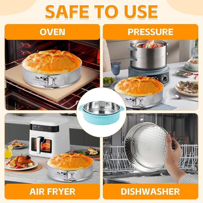 Aufind Springform Cake Pan 9 Inch, 304 Stainless Steel Baking Pan with Removable Bottom, Leakproof Nonstick Design Includes 12 Piping Tips, Silicone Mold and 50 Parchment Papers (9" Cake pan) - Image 3