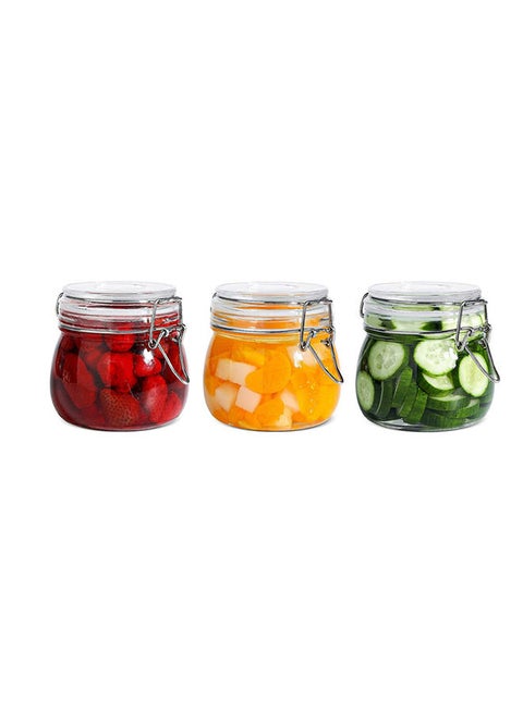 AKDC Glass Storage Jars With Lids 500Ml Food Canisters Set Of 3