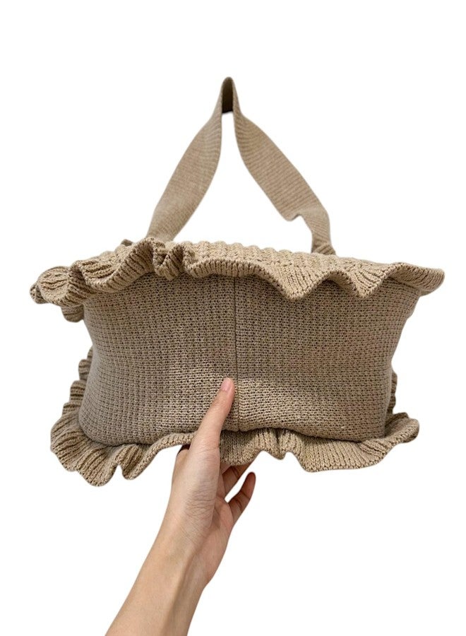 ENBEI Women's Crochet Tote Bag Knit Shoulder bag, Beach Bag, Cute Eco-Friendly Handmade Tote for Shopping, Travel, Daily Use (khaki-A) - Image 5