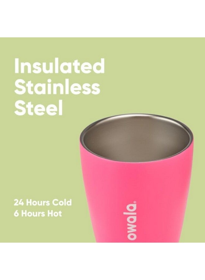 Owala Owala SmoothSip Insulated Stainless Steel Coffee Tumbler, Reusable Iced Coffee Cup, Hot Coffee Travel Mug, BPA Free, Perfect for Cappuccino, 10 oz, Pink (Watermelon Breeze)  - Image 3