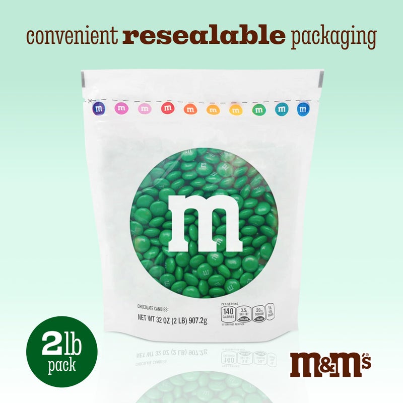 M&M’S WORLD Dark Green Milk Chocolate Candy, 5lbs of M&M'S in Resealable Pack for Candy Bars, Holiday Parties, Graduations, Christmas, Dessert Tables & DIY Party Favors - Image 4