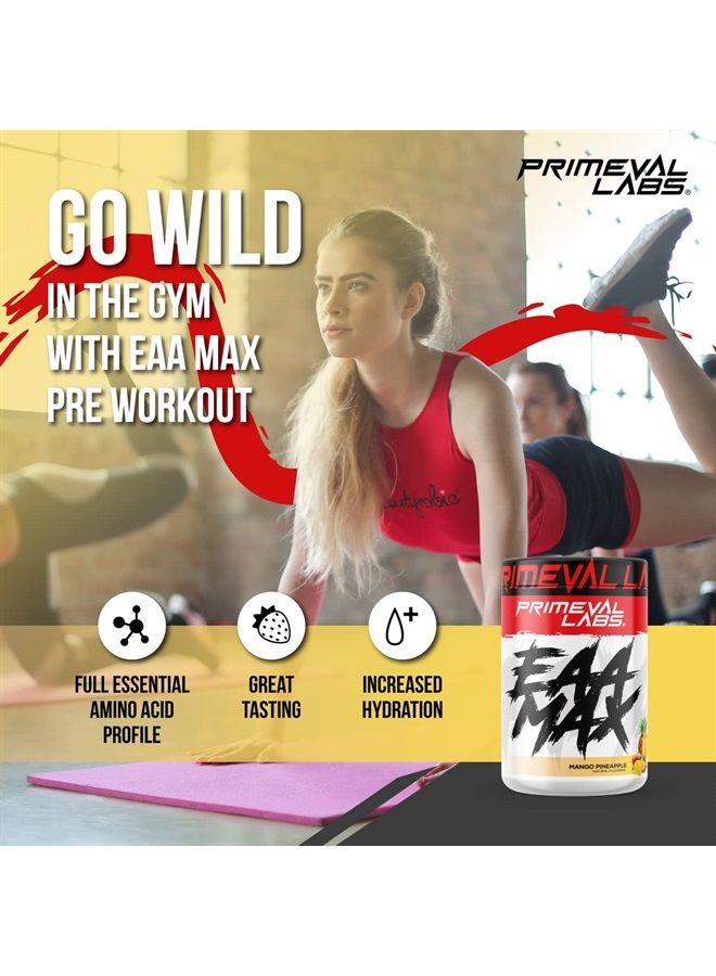 Primeval Labs EAA Max, BCAA Perfect Amino Acid Powder - Pre or Post Workout Muscle Recovery - BCAAs, EAAs, Electrolytes, Supports Hydration & Performance, Keto Friendly, Mango Pineapple 30 Servings - Image 2