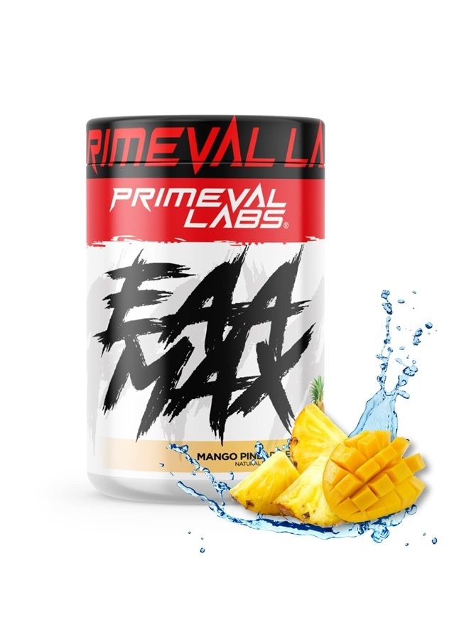 Primeval Labs EAA Max, BCAA Perfect Amino Acid Powder - Pre or Post Workout Muscle Recovery - BCAAs, EAAs, Electrolytes, Supports Hydration & Performance, Keto Friendly, Mango Pineapple 30 Servings - Image 1