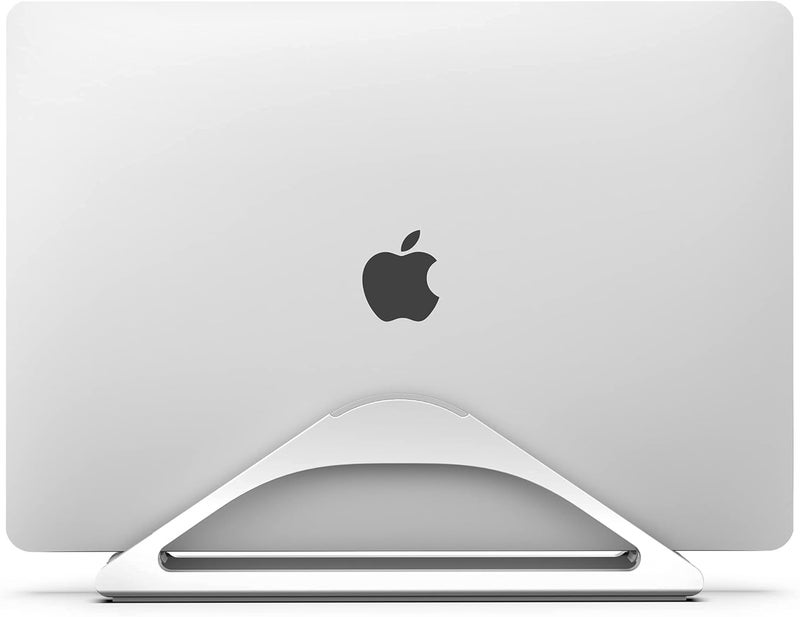 HumanCentric Vertical Laptop Stand for Desks in Silver Color, Upright Adjustable Holder to Dock Apple MacBook Stand, and Other Laptops to Organize Work & Home Office, Automatic Grip - Image 3