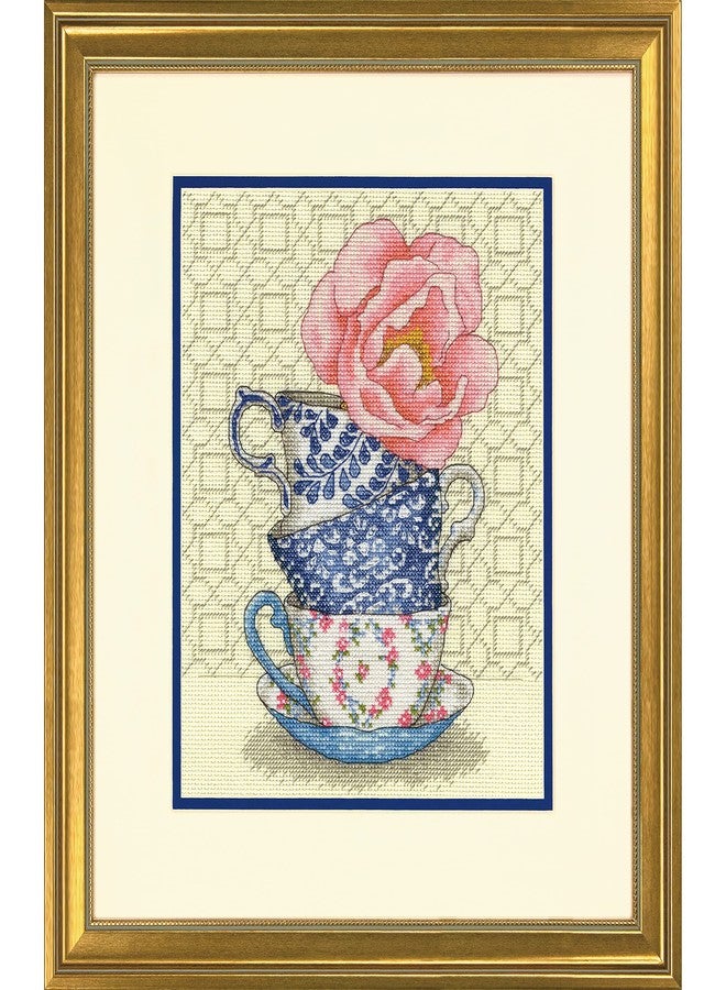 Dimensions 70-35414 Rose Tea Counted Cross Stitch Kit for Beginners, 8" x 10", 14 Cnt. Ivory Aida, 4pcs - Image 5