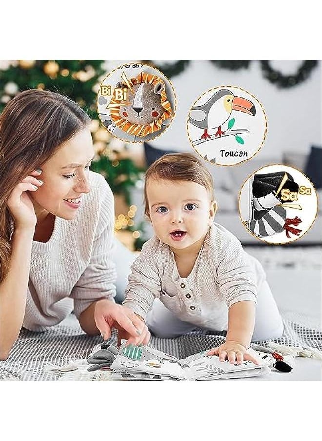 HOOKOR Baby Books 0-6 Months, Soft Crinkle Cloth High Contrast Sensory Books for Babies, Newborn Touch Feel Activity Shower Gifts For 6-12 Months Boy Girl (Elephant)  - Image 2