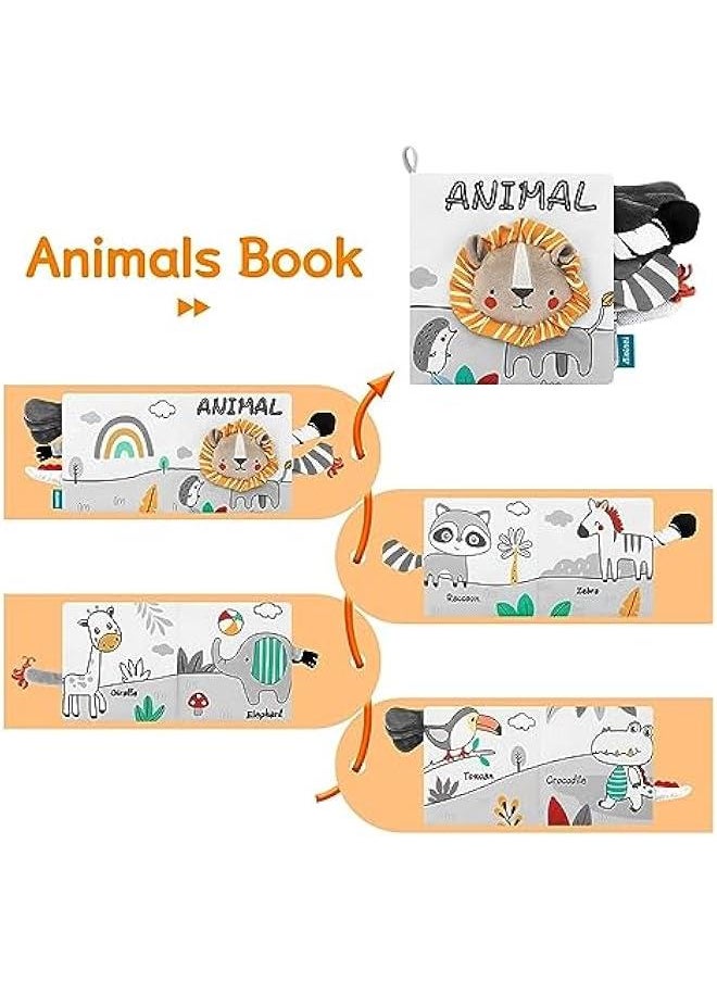 HOOKOR Baby Books 0-6 Months, Soft Crinkle Cloth High Contrast Sensory Books for Babies, Newborn Touch Feel Activity Shower Gifts For 6-12 Months Boy Girl (Elephant)  - Image 3