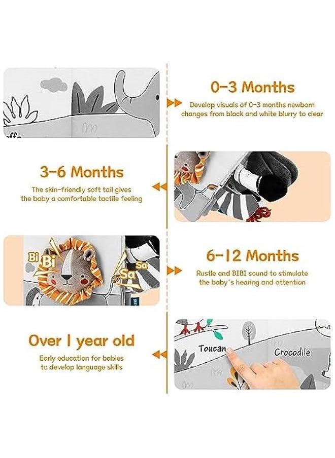 HOOKOR Baby Books 0-6 Months, Soft Crinkle Cloth High Contrast Sensory Books for Babies, Newborn Touch Feel Activity Shower Gifts For 6-12 Months Boy Girl (Elephant)  - Image 5