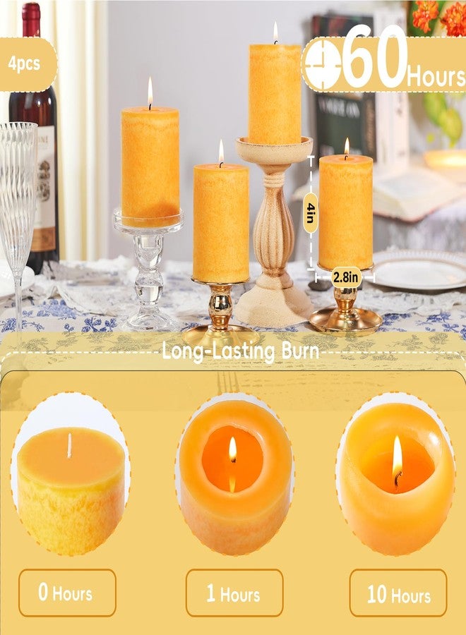 MAKALONE 4 Pack Orange Lemongrass Sented Pillar Candles,60 H Long Burning,Natural Essential Oils,Non-Toxic,Refreshing Aromatherapy for Office Focus/Kitchen Deodorization/Living Room Ambience-2.8x4in - Image 5