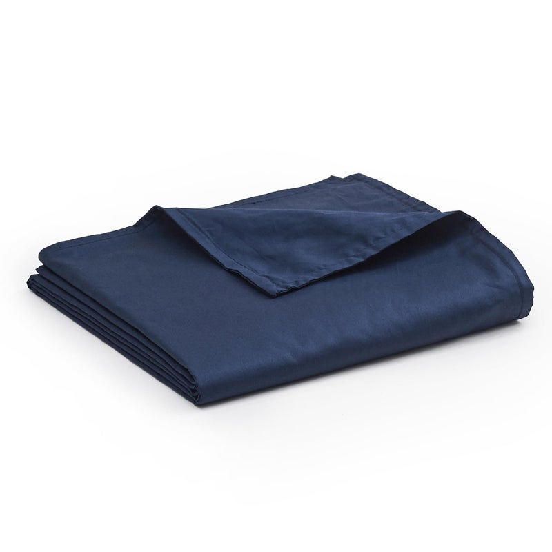 YnM Exclusive Cotton Duvet Cover for Weighted Blankets with 16 Strings (Navy, 60"x80") - Image 1