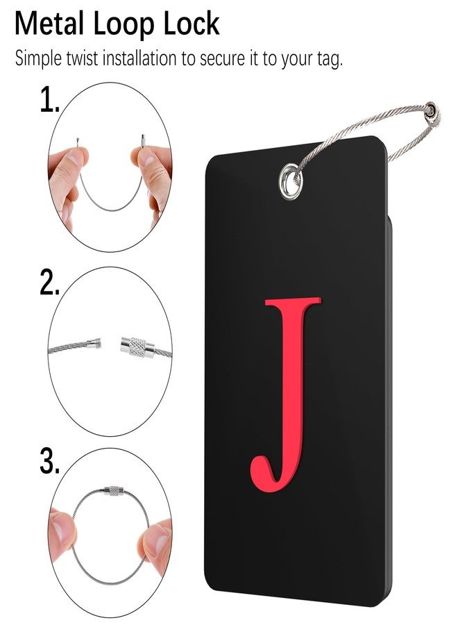 Gostwo Initial Luggage Tag | 26 Letter Travel Luggage Baggage Identification Labels ID Tag Fully Bendable Tag w/Stainless Steel Loop (Black) (2 Pack J) - Image 3