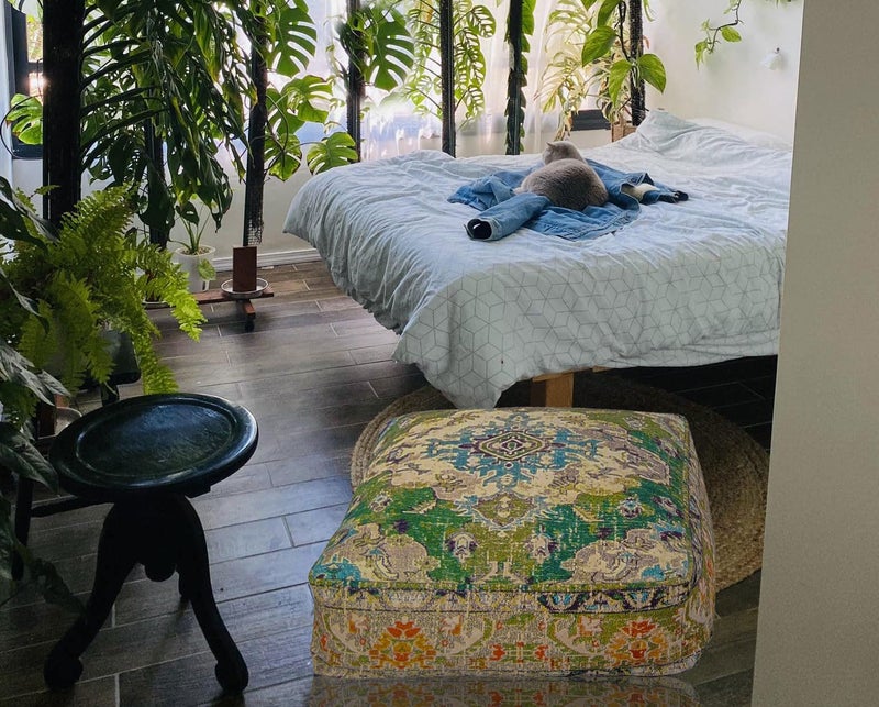 Mandala Life ART Mandala Life ART Moroccan Pouf Ottoman Cover Green Square Meditation Pillow Case Boho Room D?cor Moroccan Seating Area Perfect for Living Room  Bedroom  Nursary or Children Room Cotton 24x8 Unstuffed  - Image 2