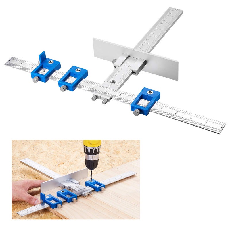 TOURACE Cabinet Hardware Jig for Handles and Knobs Aluminum Alloy Drill Guide Sleeve Drawer Pull Wood Drilling Dowelling Tools Set Drawer Knob Pull Drilling Templates Jig Tool - Image 2