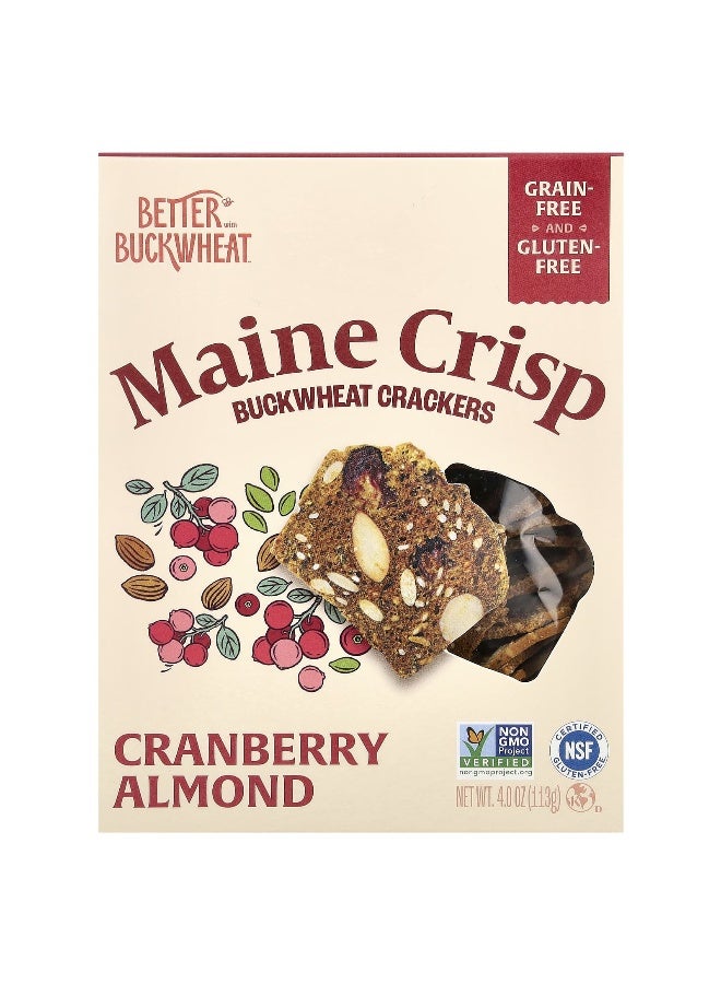 Better with Buckwheat Better with Buckwheat, Maine Crisp Bucketwheat Crackers, Cranberry Almond, 4 oz (113 g)  - Image 1
