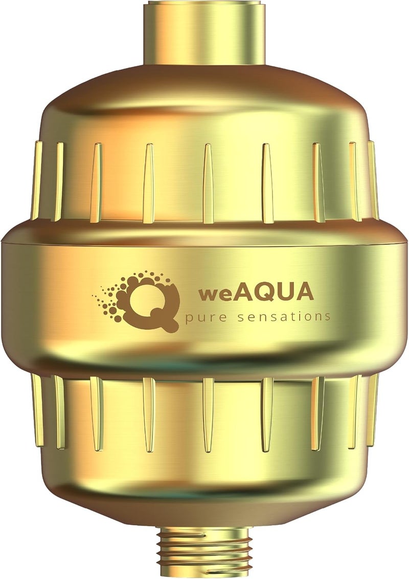 WEAQUA Heavy Duty NO BS Shower Filter – 99% Removal for Hard Water, Chlorine, Fluoride, Heavy Metals, Micro-life, Organics and More (Matte Gold) - Image 1