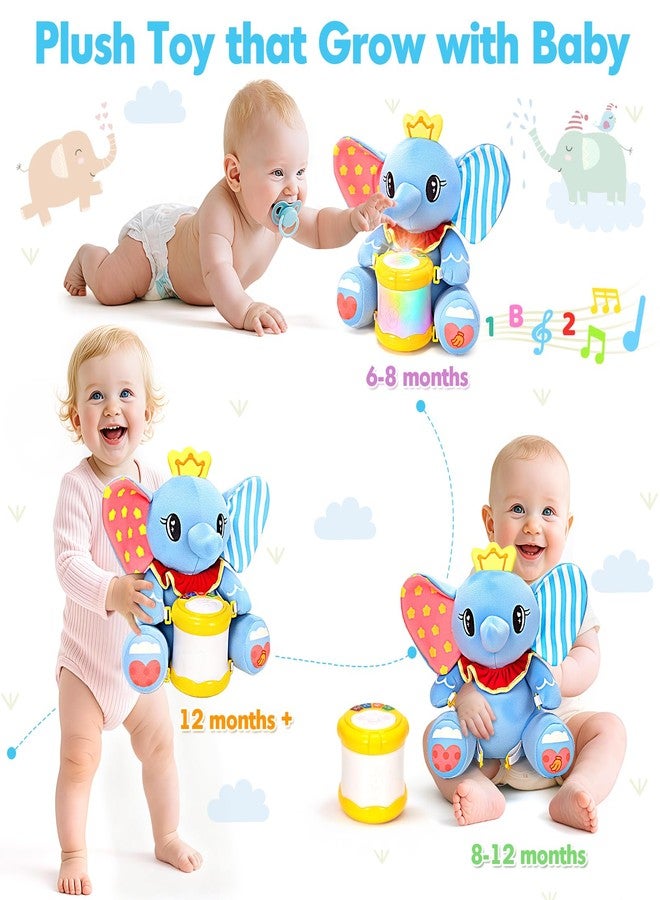 V-Opitos Stuffed Elephant Musical Toys for Baby 6-12 Months+, Early Learning Light up Music Drum, Perfect Christmas Birthday Gifts for Boy & Girl Age 1, 2 Years Old - Image 5