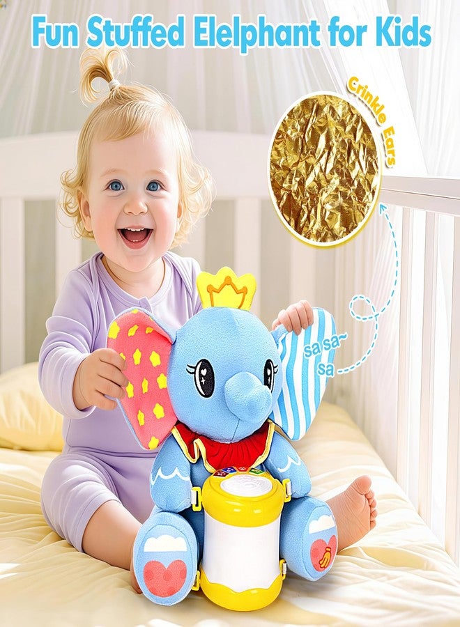 V-Opitos Stuffed Elephant Musical Toys for Baby 6-12 Months+, Early Learning Light up Music Drum, Perfect Christmas Birthday Gifts for Boy & Girl Age 1, 2 Years Old - Image 4