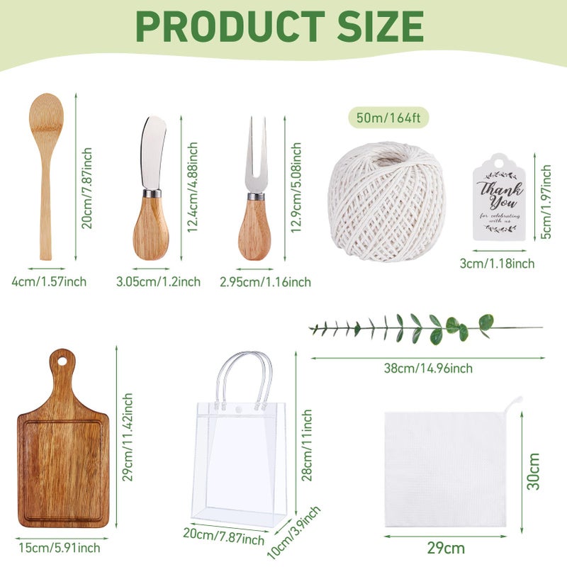 Rigibright Baby Shower Prizes for Game Winners Bamboo Cheese Board Spoon Fork Butter Spreaders Plaid Towel Thank You Card and Gift Bags for Baby Shower Wedding Bridal Shower Favors (Acacia, 6 Sets) - Image 4