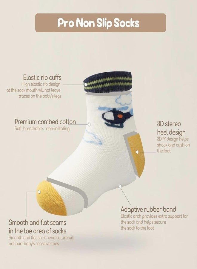 Freshfoot Organic Cotton Ankle Length Anti Slip Socks For Baby With Grip 0-36 Months-Cartoon, Multicolored - Image 5