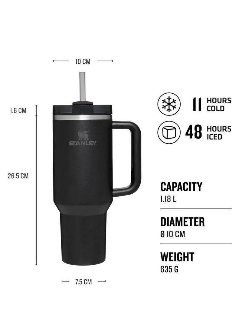 Stanley Quencher H2.0 FlowState 40oz Black Stainless Steel Vacuum Insulated Travel Tumbler with Leakproof Lid & Straw – Double-Walled Thermal Mug Keeps Drinks Cold 24H/Hot 7H – BPA-Free, Durable, Portable – Ideal for Coffee, Smoothies, Iced Tea & Daily Hydration - Image 5
