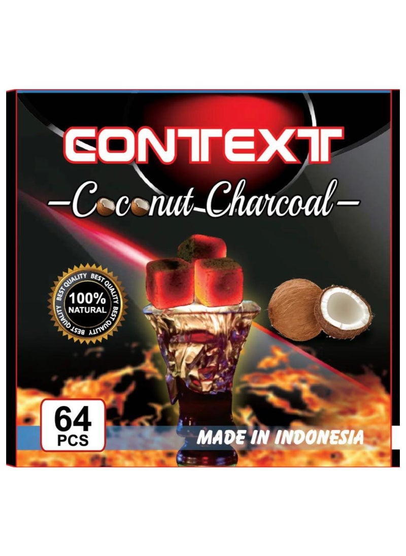 CONTEXT - Coconut Charcoal - Context Natural Coconut Coal Cubes - Incense Burner Cube Briquettes - 64 Count & 1 KG - Premium Quality 26mm - Image 1