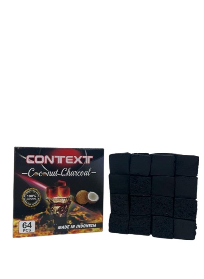CONTEXT - Coconut Charcoal - Context Natural Coconut Coal Cubes - Incense Burner Cube Briquettes - 64 Count & 1 KG - Premium Quality 26mm - Image 1