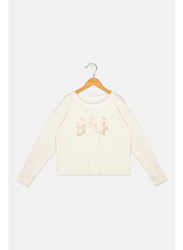 Kids Girl Brand Logo Brand Logo T-Shirt, Beige