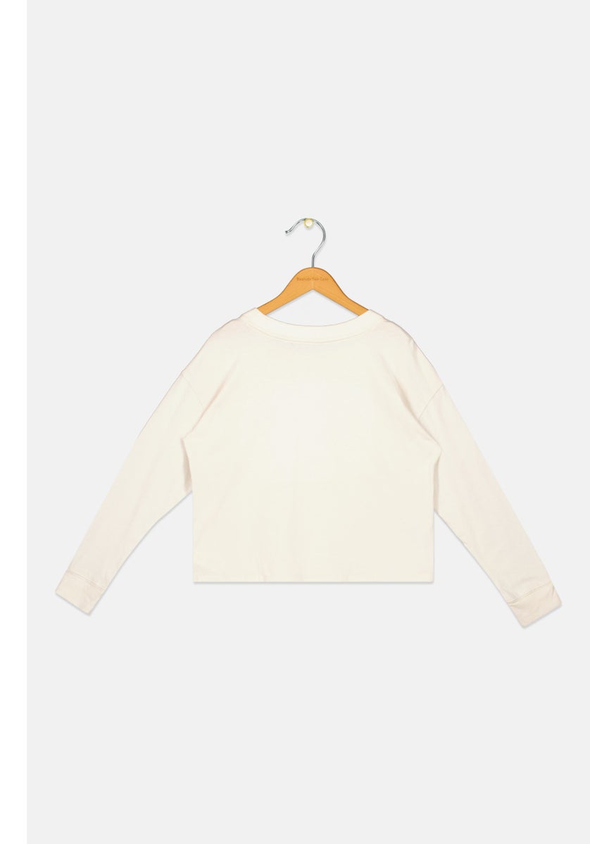 GAP - Kids Girl Brand Logo Brand Logo T-Shirt, Beige - Image 1