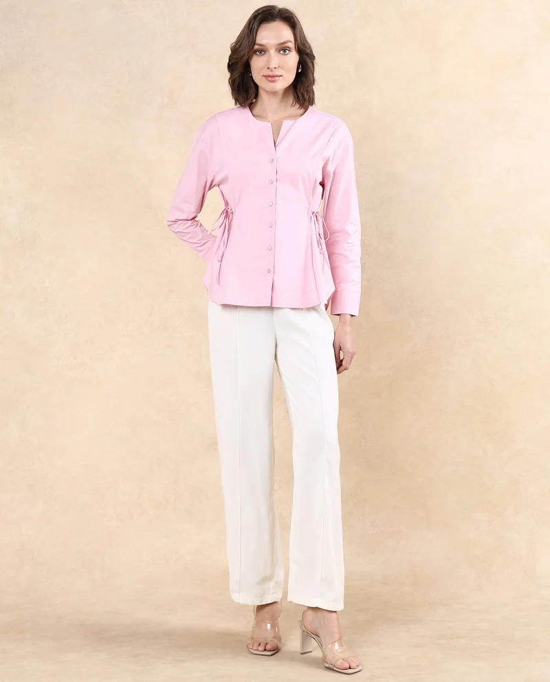 Rareism Women's High Low Top With Side Tie Up Detail