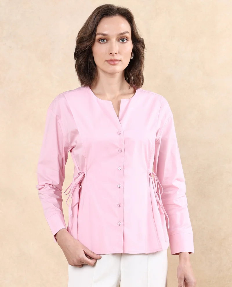 Rareism Women's High Low Top With Side Tie Up Detail