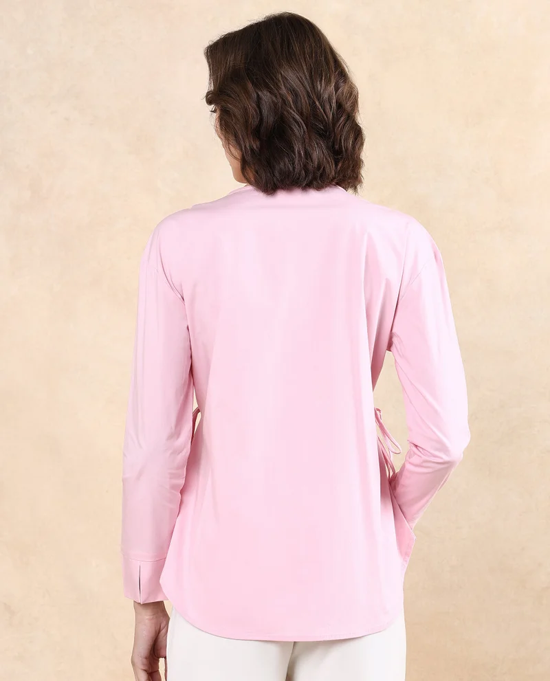 Rareism Women's High Low Top With Side Tie Up Detail