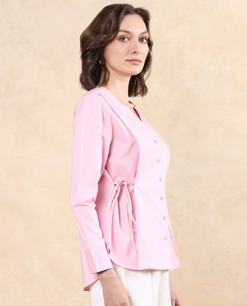 Rareism Women's High Low Top With Side Tie Up Detail