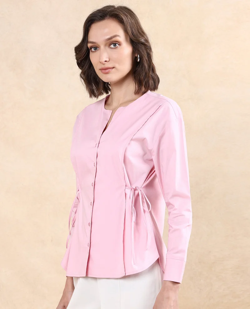 Rareism Women's High Low Top With Side Tie Up Detail