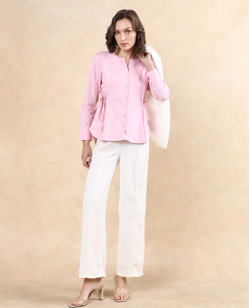 Rareism Women's High Low Top With Side Tie Up Detail