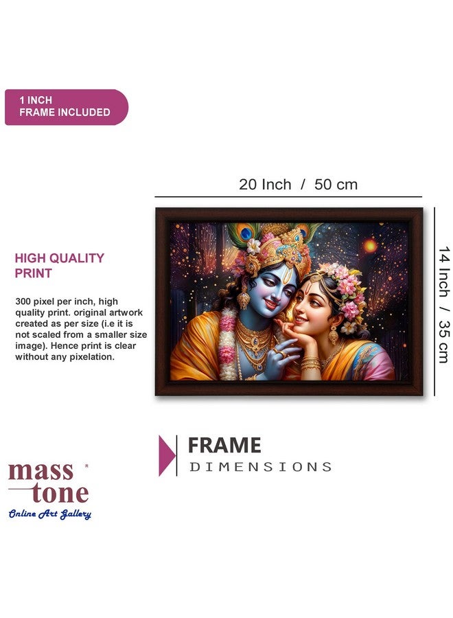 Masstone Radhe Krishna Wall Painting with UV Textured Effect Framed HD, 50x35 cm Wall Hanging Photos Home Décor Wall Art For Living Room, Bedroom, Drawing room - Image 2