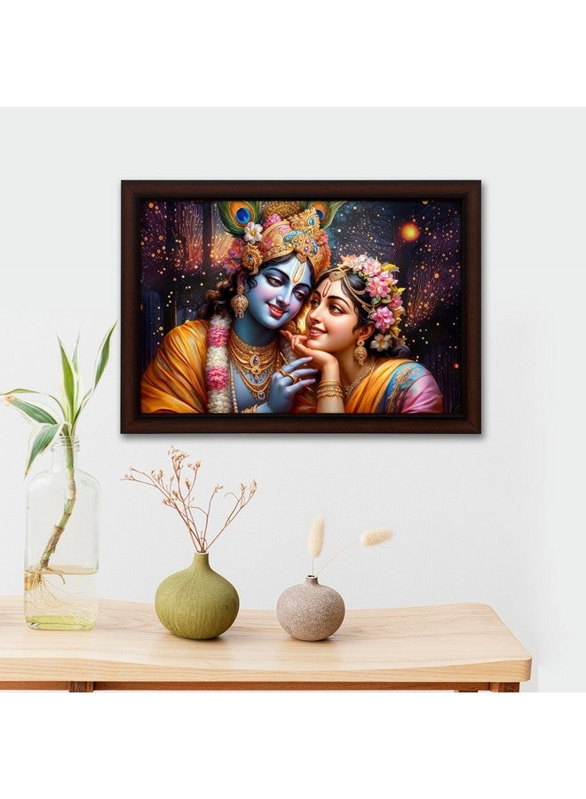 Masstone Radhe Krishna Wall Painting with UV Textured Effect Framed HD, 50x35 cm Wall Hanging Photos Home Décor Wall Art For Living Room, Bedroom, Drawing room - Image 3