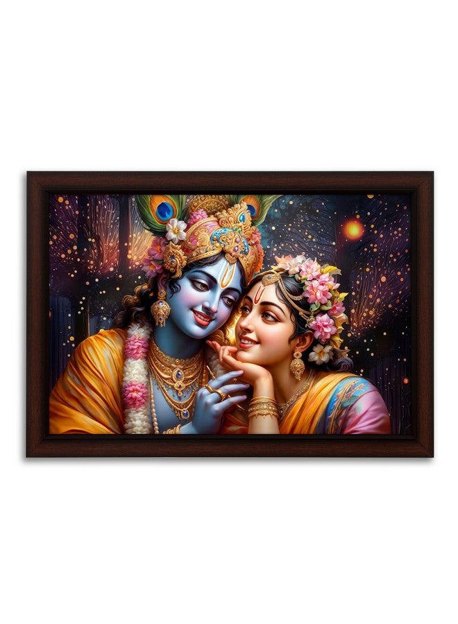 Masstone Radhe Krishna Wall Painting with UV Textured Effect Framed HD, 50x35 cm Wall Hanging Photos Home Décor Wall Art For Living Room, Bedroom, Drawing room - Image 1