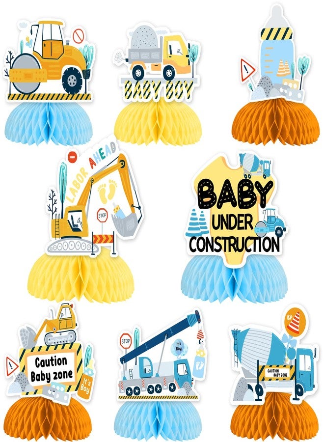 Balterever Under Construction Baby Shower Table Centerpieces for Boys Dump Truck Baby Shower Honeycomb Centerpieces for Construction Theme Baby Shower Birthday Party Table Decorations Supplies - Image 1