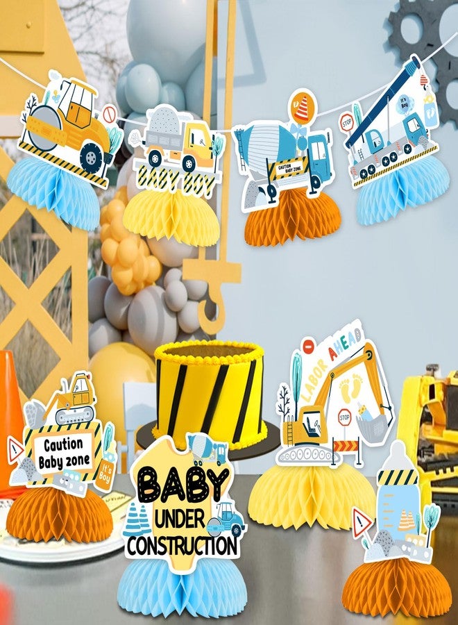 Balterever Under Construction Baby Shower Table Centerpieces for Boys Dump Truck Baby Shower Honeycomb Centerpieces for Construction Theme Baby Shower Birthday Party Table Decorations Supplies - Image 2