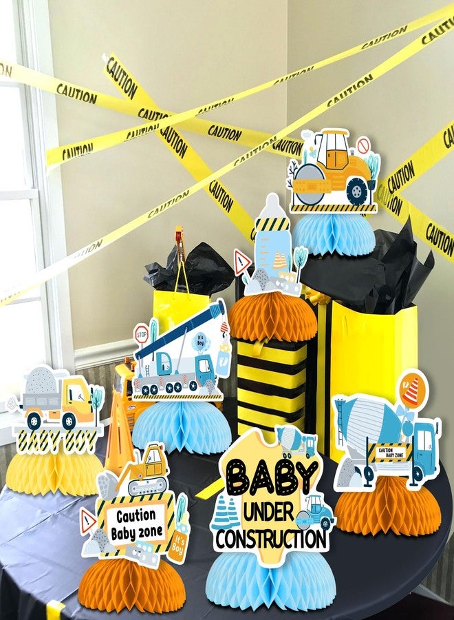 Balterever Under Construction Baby Shower Table Centerpieces for Boys Dump Truck Baby Shower Honeycomb Centerpieces for Construction Theme Baby Shower Birthday Party Table Decorations Supplies - Image 3