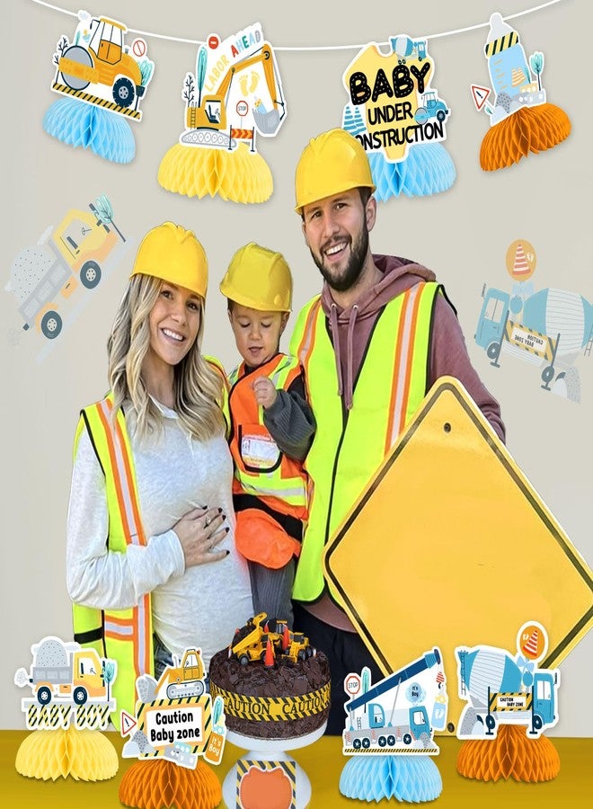 Balterever Under Construction Baby Shower Table Centerpieces for Boys Dump Truck Baby Shower Honeycomb Centerpieces for Construction Theme Baby Shower Birthday Party Table Decorations Supplies - Image 4